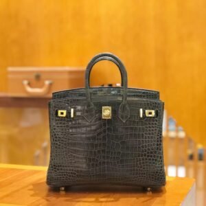 Top-Handle Bag 25cm – Alligator, Gris Souris