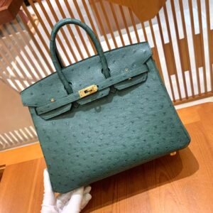 Top-Handle Bag 25cm – Ostrich, Malachite