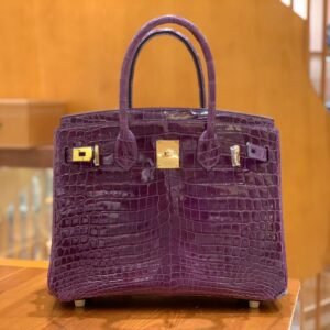 Top-Handle Bag 30cm – Niloticus, Amethyste, Gold Hardware