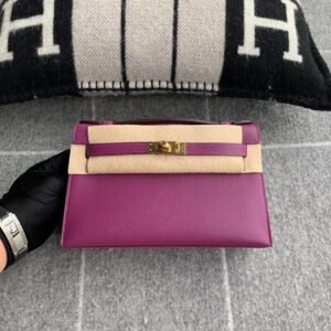 Turnlock Pochette 22cm – Swift, Anemone, Gold Hardware