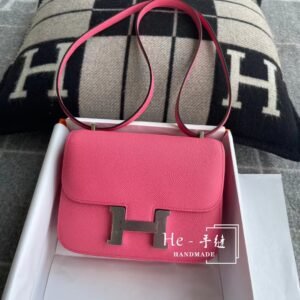 Buckle Flap Bag 18cm – Epsom, Rose Azalee, Silver Hardware