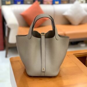 Bucket Tote 18cm – Clemence, Griss Asphalte, Gold Hardware