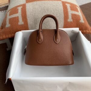 Mini Rounded Zip Bag 18cm – Chevre, Gold, Silver Hardware (AG-00561)