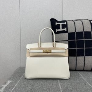Top-Handle Bag 30cm – Epsom, Craie, Gold Hardware