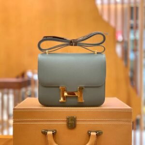 Buckle Flap Bag 18cm – Epsom, Almond Green, Gold Hardware