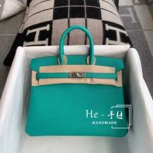 Top-Handle Bag 25cm – Togo, Vert Verone, Silver Hardware