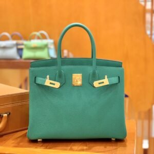 Top-Handle Bag 30cm – Togo, Peacock Blue, Gold Hardware