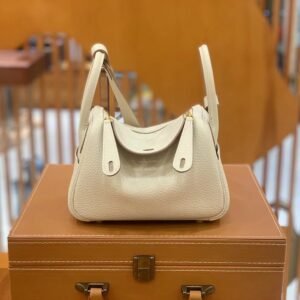 Mini Double-Zip Bag 18cm – Clemence, Creamy White, Gold Hardware