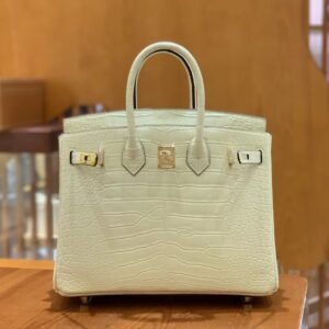 Top-Handle Bag 25cm – Alligator, Vanille, Gold Hardware