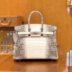 Top-Handle Bag 25cm – Matte Niloticus Crocodile, Himalayan, Silver Hardware