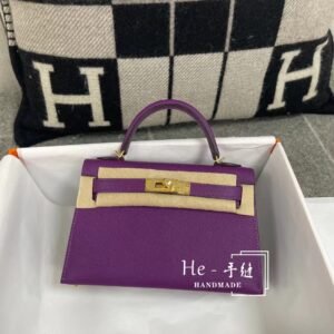 Mini Turnlock Flap Bag 19cm – Epsom, Anemone, Gold Hardware