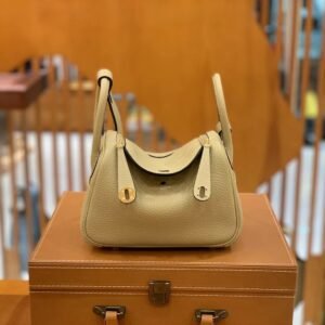 Mini Double-Zip Bag 18cm – Clemence, Dust Coat Grey & Etain, Gold Hardware