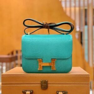 Buckle Flap Bag 18cm – Lizard, Verona Green, Gold Hardware