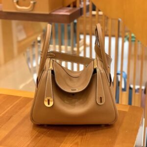 Double-Zip Bag 26cm – Clemence, Golden Brown, Gold Hardware (AG-04201)