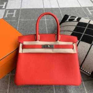 Top-Handle Bag 30cm – Togo, Rouge De Coeur, Silver Hardware
