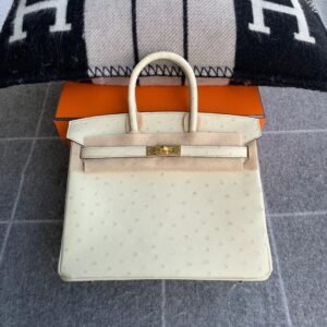 Top-Handle Bag 25cm – Ostrich, Parchemin, Gold Hardware