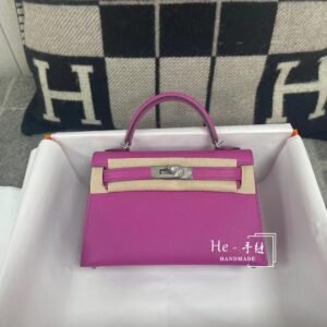 Mini Turnlock Flap Bag 19cm – Epsom, Rose Purple, Silver Hardware