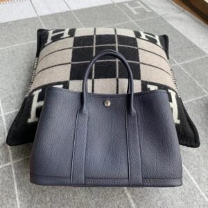 Mini Double-Zip Bag 19cm – Clemence, Blue Nuit, Silver Hardware (AG-22977)