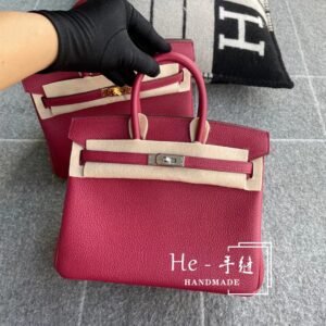 Top-Handle Bag 25cm – Togo, Rouge Grenade, Silver Hardware