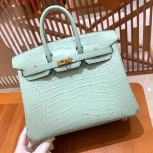 Top-Handle Bag 25cm – Alligator, Menthe, Gold Hardware