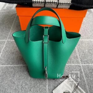 Bucket Tote 18cm – Clemence, Vert Vertigo, Silver Hardware