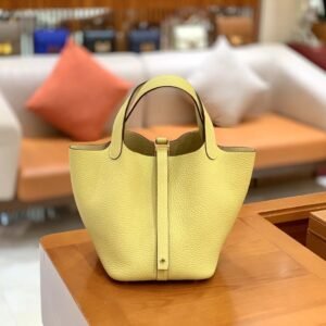 Bucket Tote 18cm – Clemence, Light Lemon Yellow, Gold Hardware