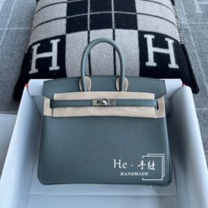 Top-Handle Bag 25cm – Epsom, Vert Amande, Silver Hardware