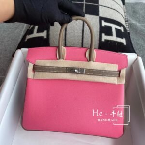 Top-Handle Bag 25cm – Epsom, Rose Lipstick / Etoupe, Silver Hardware