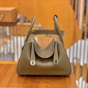 Double-Zip Bag 30cm – Clemence, Etoupe, Silver Hardware