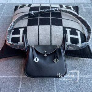 Mini Double-Zip Bag 19cm – Clemence, Black, Silver Hardware (AG-18897)