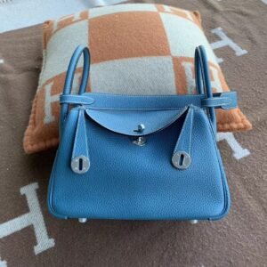 Double-Zip Bag 26cm – Clemence, Blue Jean, Silver Hardware