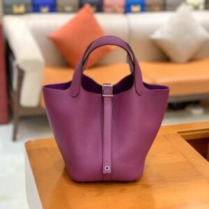 Bucket Tote 18cm – Clemence, Actiniae Purple, Silver Hardware