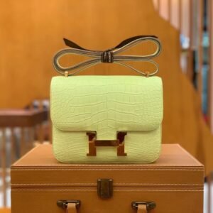 Buckle Flap Bag 18cm – Matte Alligator Crocodile, Gold Hardware (AG-03315)