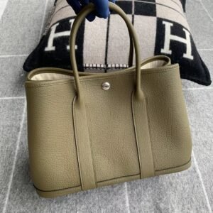 Garden Tote 30cm – Negonda, Vert Olive, Silver Hardware