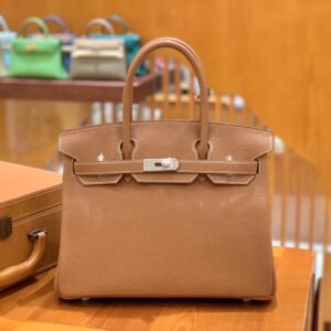 Top-Handle Bag 30cm – Togo, Golden Brown, Silver Hardware