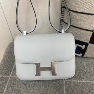 Buckle Flap Bag 24cm – Epsom, Blue Glacier, Silver Hardware