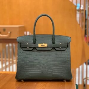 Top-Handle Bag 30cm – Matte Niloticus Crocodile, Vert Cypres, Gold Hardware