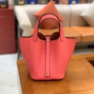 Bucket Tote 18cm – Clemence, Lipstick Pink, Silver Hardware