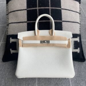 Top-Handle Bag 25cm – Togo, Blanc, Silver Hardware