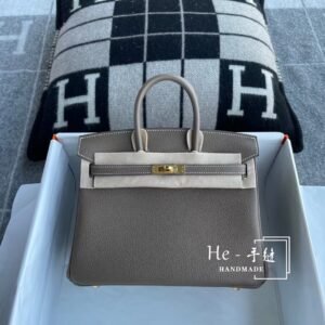 Top-Handle Bag 25cm – Togo, Etoupe, Gold Hardware (AG-18040)