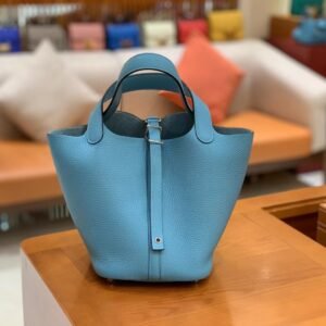 Bucket Tote 18cm – Togo, Sky Blue, Silver Hardware