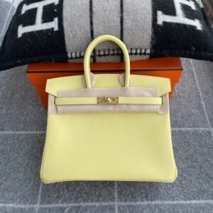 Top-Handle Bag 25cm – Swift, Jaune Poussin, Gold Hardware