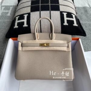 Top-Handle Bag 25cm – Togo, Gris Tourterelle, Gold Hardware (AG-17154)