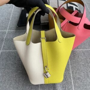 Bucket Tote 18cm – Clemence, Lime / Nata, Silver Hardware