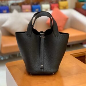 Bucket Tote 18cm – Clemence, Classic Black, Silver Hardware