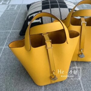 Bucket Tote 18cm – Clemence, Jaune Amber, Gold Hardware