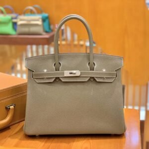 Top-Handle Bag 30cm – Togo, Etoupe, Silver Hardware (AG-08557)