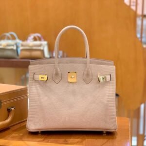 Top-Handle Bag 30cm – Lizard, Nude Pink, Gold Hardware
