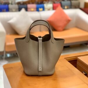 Bucket Tote 18cm – Togo, Gris Elephant (AG-14681)