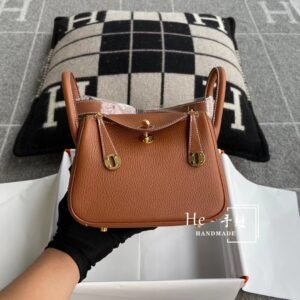 Mini Double-Zip Bag 19cm – Clemence, Gold, Gold Hardware